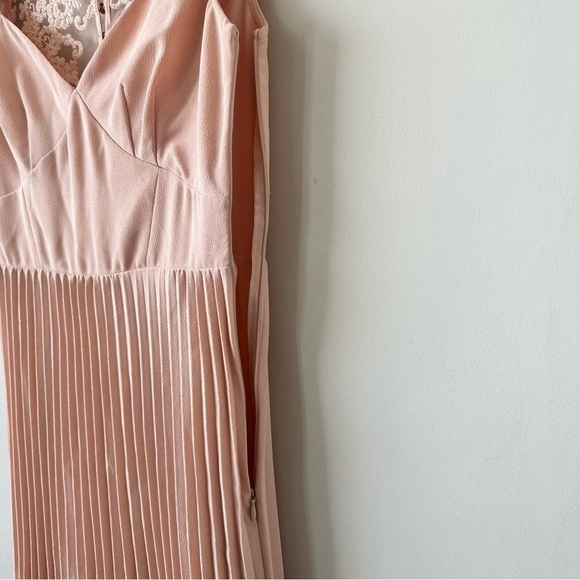 ASOS WEDDING Lace Back Pleated Maxi Dress In Nude- Size:4) - Picture 8 of 14